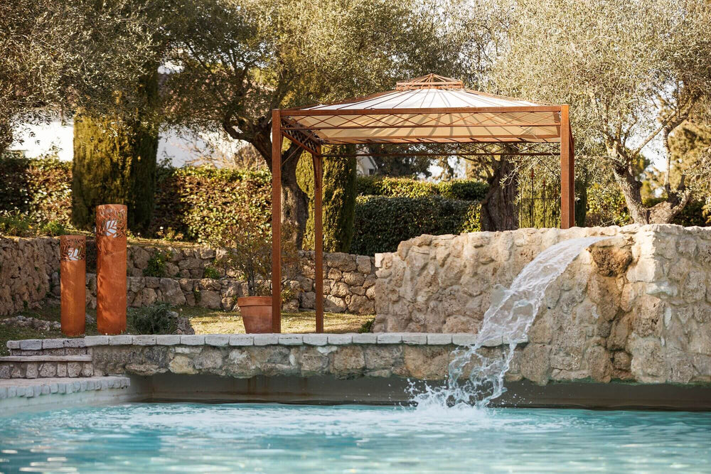 Windlichtsäulen Set Livenza neben Pavillon Trento unbeschichtet Windlichtsäulen Set Livenza neben Pavillon Trento unbeschichtet