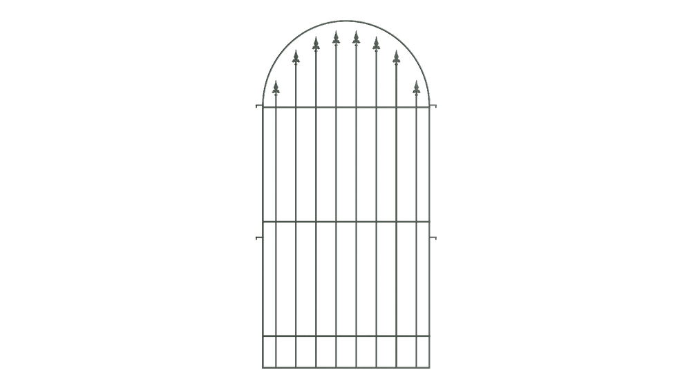 Rückwand für Rosenbogen Calabria in pulverbeschichtet Sonderfarbe RAL 6009 Tannengrün als 3D-Modell Rückwand für Rosenbogen Calabria in pulverbeschichtet Sonderfarbe RAL 6009 Tannengrün als 3D-Modell