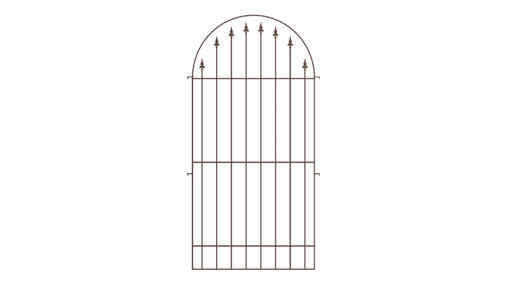 Rückwand für Rosenbogen Calabria in pulverbeschichtet Sonderfarbe RAL 8017 Schokobraun als 3D-Modell Rückwand für Rosenbogen Calabria in pulverbeschichtet Sonderfarbe RAL 8017 Schokobraun als 3D-Modell