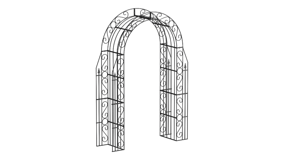 Rosenbogen Calabria in pulverbeschichtet Sonderfarbe RAL 9005 Tiefschwarz als 3D-Modell Rosenbogen Calabria in pulverbeschichtet Sonderfarbe RAL 9005 Tiefschwarz als 3D-Modell