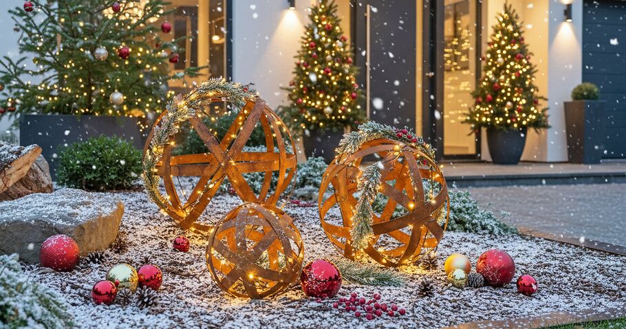 Weihnachtszauber im Garten: festliche Deko-Ideen mit Metall-Elementen